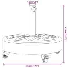 Vidaxl Podstavek za senčnik s kolesi za drog Ø38/48 mm 27 kg okrogel