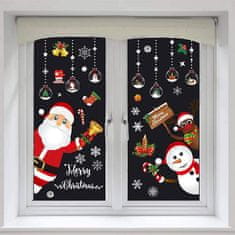 Netscroll Božične nalepke za okna, 97-delni komplet dekorativnih nalepk z božičnimi motivi, božična dekoracija, različni motivi, večkratna uporaba, snežinke, jelenčki, Dedek Mraz, snežaki, WindowStickers 