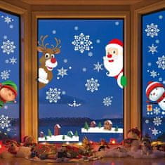 Netscroll Božične nalepke za okna, 97-delni komplet dekorativnih nalepk z božičnimi motivi, božična dekoracija, različni motivi, večkratna uporaba, snežinke, jelenčki, Dedek Mraz, snežaki, WindowStickers 