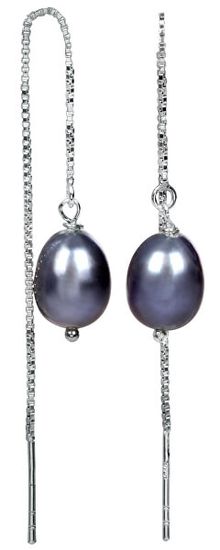 JwL Luxury Pearls Srebrni uhani s kovinsko modrim biserjem JL0207