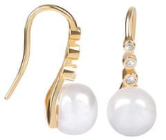 JwL Luxury Pearls Pozlačeni srebrni uhani s pravim biserom JL0411