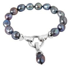 JwL Luxury Pearls Zapestnica iz pravih kovinsko modrih biserov JL0562