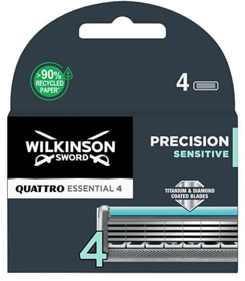 Wilkinson Sword Rezervna glava Quattro Essential Precision Sensitiv e 4 kos