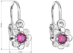 Evolution Group Srebrni otroški uhani z vijoličnimi cirkoni 11174.3