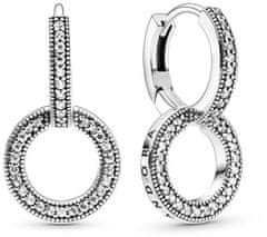 Pandora Okrogli uhani s kristali Double Hoop 299052C01