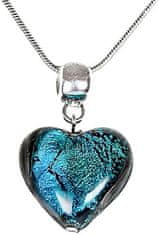 Lampglas Izjemna ogrlica Turquoise Heart z Lampglas s čistim srebrom NLH5