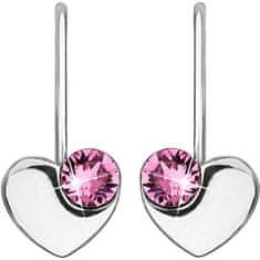 Evolution Group Srebrni srčni uhani s Swarovski 31299.3 Rose