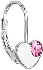 Evolution Group Srebrni srčni uhani s Swarovski 31299.3 Rose