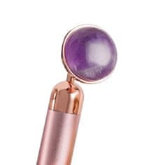 (Jade Roller Massager Electric Pink Handle and Amethyst Jade)