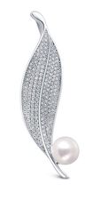 JwL Luxury Pearls Bleščeča biserna broška list JL0701