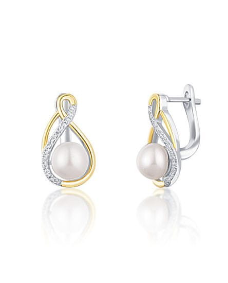 JwL Luxury Pearls Elegantni dvobarvni uhani s pravimi biseri JL0721