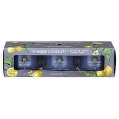 Yankee Candle Komplet votivnih sveč v kozarcu Black Tea & Lemon 3 x 37 g