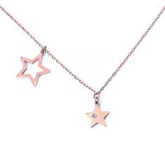 Vuch Elegantna bronasta ogrlica z zvezdami Rose Gold Big Star