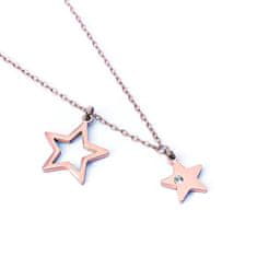 Vuch Elegantna bronasta ogrlica z zvezdami Rose Gold Big Star