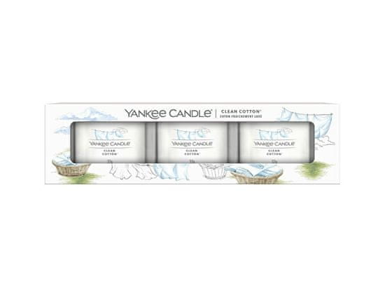 Yankee Candle Komplet votivnih sveč v kozarcu Clean Cotton 3 x 37 g