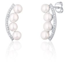 JwL Luxury Pearls Srebrni uhani z rečnimi biseri in cirkoni JL0744