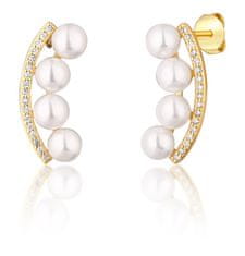 JwL Luxury Pearls Pozlačeni uhani z rečnimi biseri in cirkoni JL0745