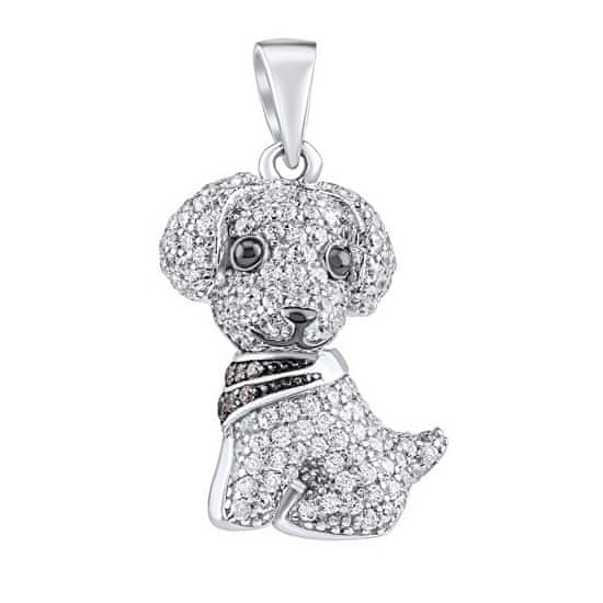 Silvego Srebrn obesek Dasty dog s prozornim Brilliance Zirconia MW13766P