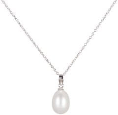 JwL Luxury Pearls Srebrna ogrlica s pravim biserom JL0436 (veriga, obesek) (Dolžina 55 cm)