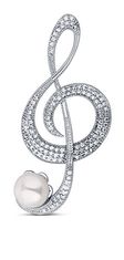 JwL Luxury Pearls Svetleča biserna broška Treble Clef JL0793