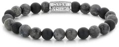 Rebel & Rose Zapestnica s kroglicami Grey Rocks RR-80069-S (Dimenzije 16,5 cm - S)