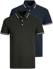 Jack&Jones 2 PAKET - moška polo triko JJEPAULOS Slim Fit 12191216 Navy Blaze r Forest Night (PLAY1) (Velikost XL)