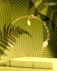Amen Elegantna srebrna zapestnica s kristali rožnega venca BROBR3