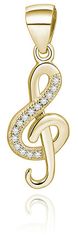 Beneto Pozlačen obesek s cirkoni Treble clef AGH591-GOLD