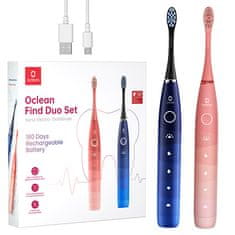 Oclean Set soničnih čopičev Flow Find Duo Set Red & Blue 2 kosa