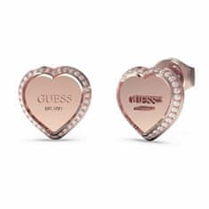 Guess Bleščeči uhani s srčki Fine Heart JUBE01427JWRGT/U