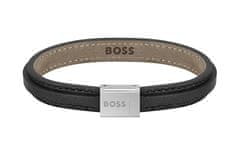 Hugo Boss Črna usnjena moška zapestnica Grover 1580328M (Dolžina 18 cm)