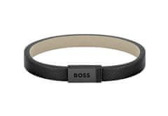 Hugo Boss Jace 1580337 moderna črna usnjena zapestnica (Dolžina 17,5 cm)