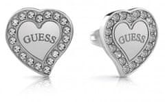 Guess Bleščeči jekleni uhani Hearts Studs Party JUBE02175JWRHT/U