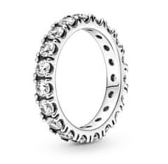 Pandora Bleščeč srebrn prstan s prozornimi kristali Eternity 190050C01 (Obseg 52 mm)