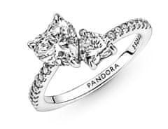 Pandora Srebrni prstan z bleščečimi srčki 191198C01 (Obseg 52 mm)