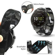 4wrist Najlonski loop pašček za Garmin Fenix 7S/6S/5S - 20 mm - črn