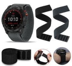 4wrist Najlonski loop pašček za Garmin Fenix 7S/6S/5S - 20 mm - črn