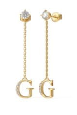 Guess Elegantni pozlačeni uhani Crystal Harmony JUBE02223JWYGT