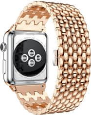 4wrist Jekleni pašček v vzorcu zmajeve kože za Apple Watch 38/40/41 mm - roza zlat