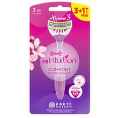 Wilkinson Sword Brivnik za enkratno uporabo za ženske My Intuition Comfort Cherry Blossom 3 + 1 kos