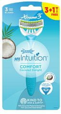 Wilkinson Sword Brivnik za enkratno uporabo za ženske My Intuition Comfort Coconut Delight 3 + 1 kos