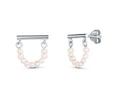 JwL Luxury Pearls Minimalistični srebrni uhani s pravimi biseri JL0830