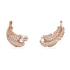 Swarovski Dolgi bronasti uhani Pero s kristali Nice 5663490