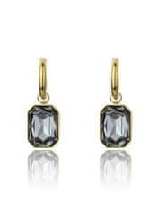 Marc Malone Pozlačeni uhani s črnimi kamni Royalty Grey Earrings MCE23150G