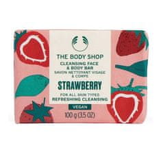 The Body Shop Trdno milo za obraz in telo Jagoda (Cleansing Face & Body Bar) 100 g