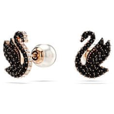 Swarovski Ikonični uhani s črnimi kristali Swan 5684608