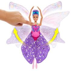 Mattel lutka Barbie plesalka z metuljevimi krili, transformacija 2 v 1 iz plesalke v metulja, vijolični lasje HXJ10