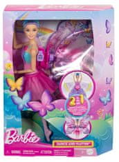 Mattel lutka Barbie plesalka z metuljevimi krili, transformacija 2 v 1 iz plesalke v metulja, vijolični lasje HXJ10