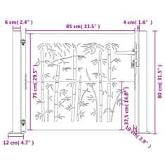 Vidaxl Vrtna vrata 105x80 cm Corten jeklo dizajn bambusa