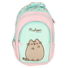 WOWO Šolski nahrbtnik Mint Pusheen, 4-komorni, 16 inčni, mladosten dizajn, idealen za študente, prostornina 10,17 l, trendovski šolski pripomoček.